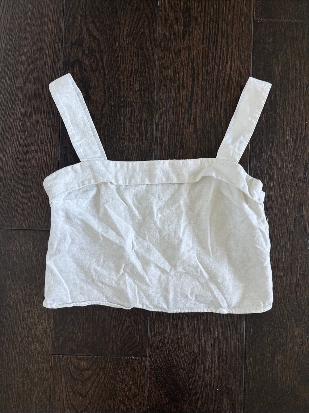 Linen White Square Neck Crop Tank Top